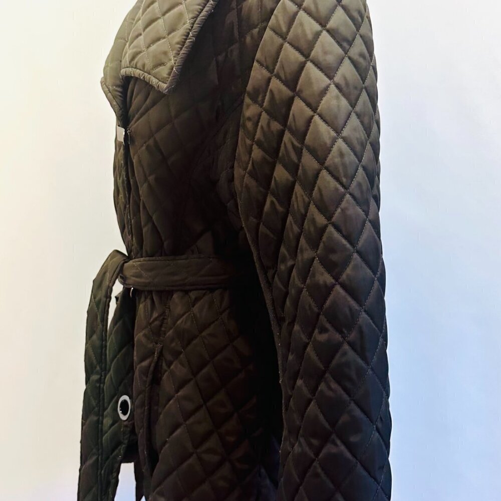 WESTPORT Button Down Snap Button Tie at the Waist Green Quilted Jacket Size 1X - Picture 5 of 12